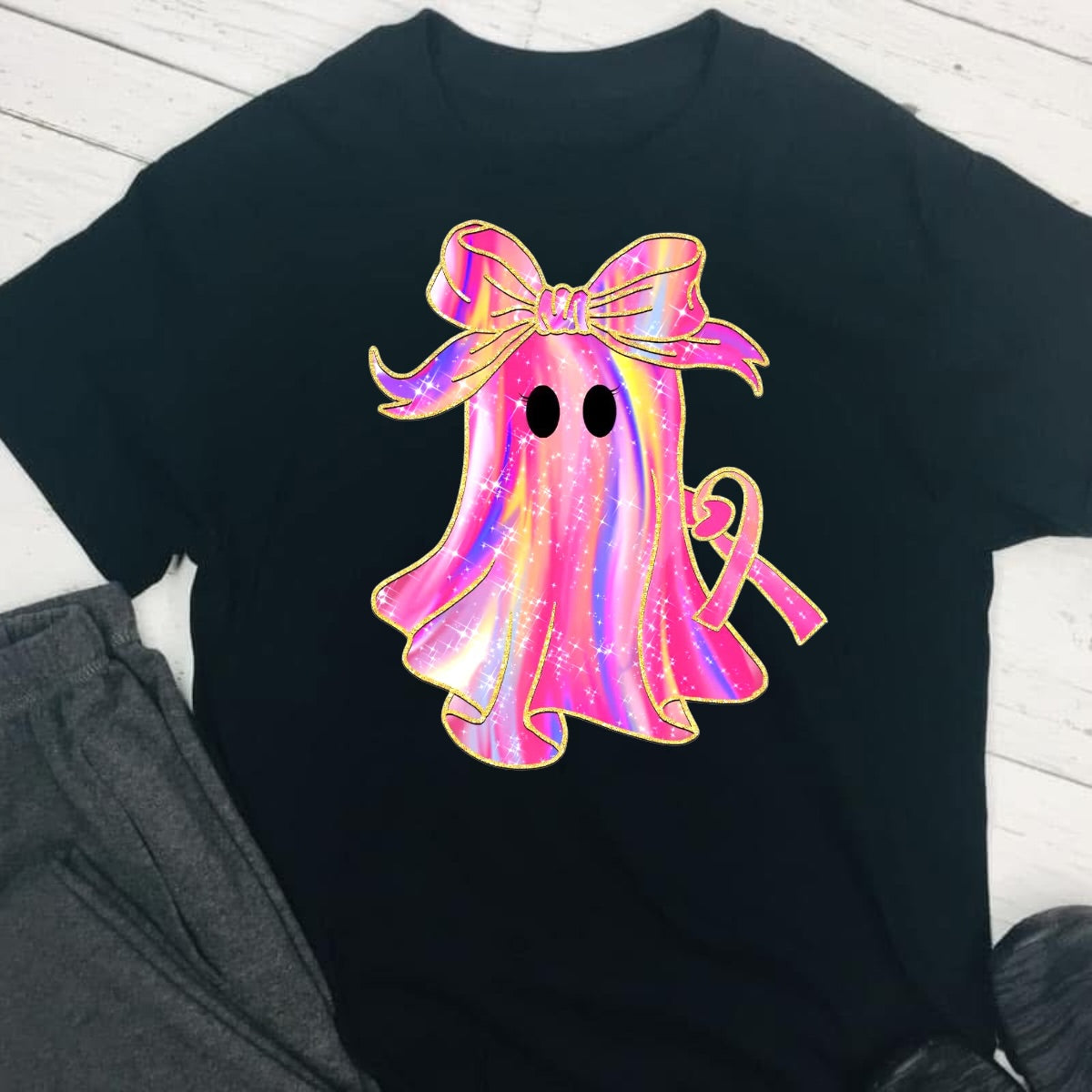 Halloween Football Breast Cancer Awareness DTF T-Shirt