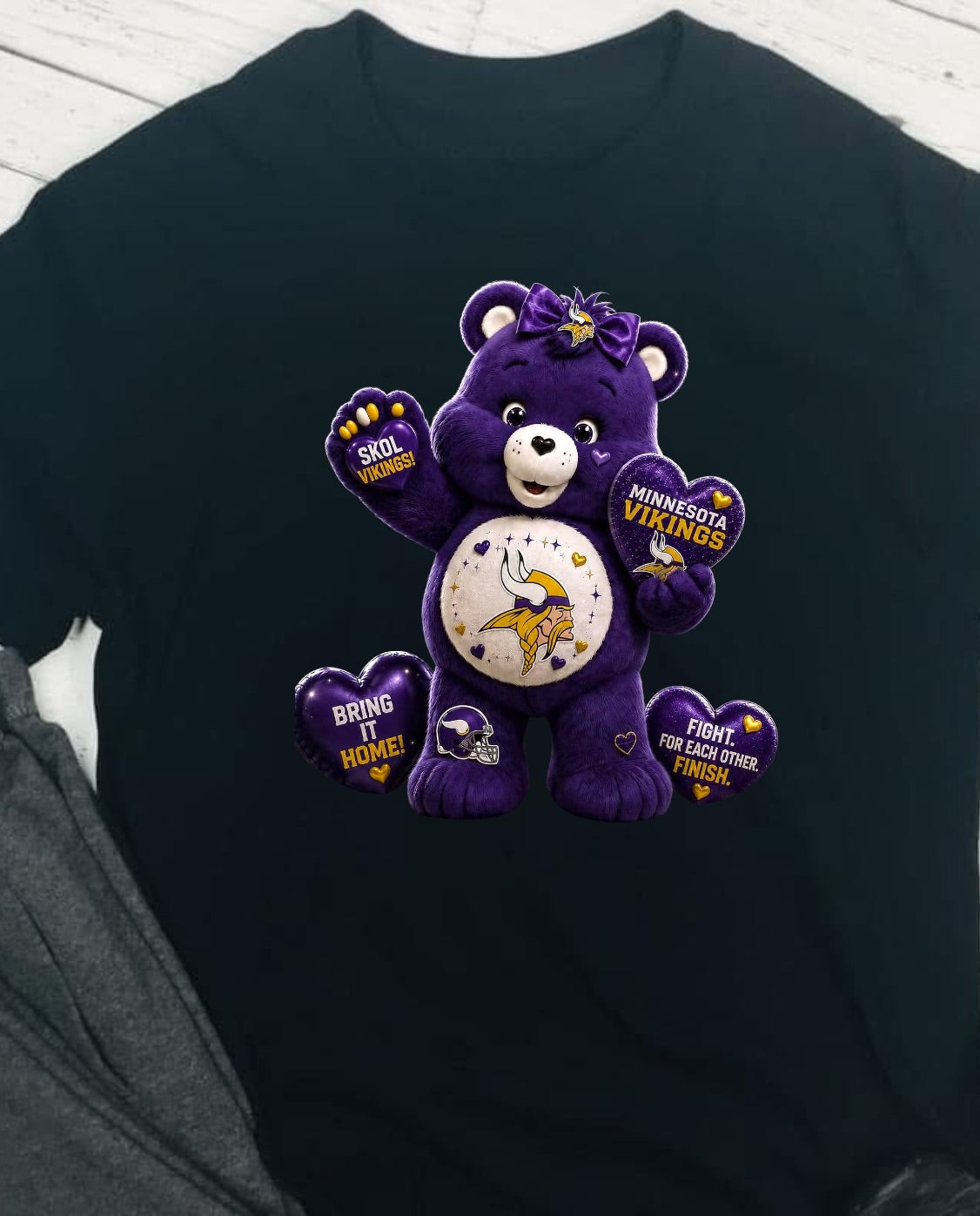Carebear VIKINGS Football DTF T-Shirt Game Ready