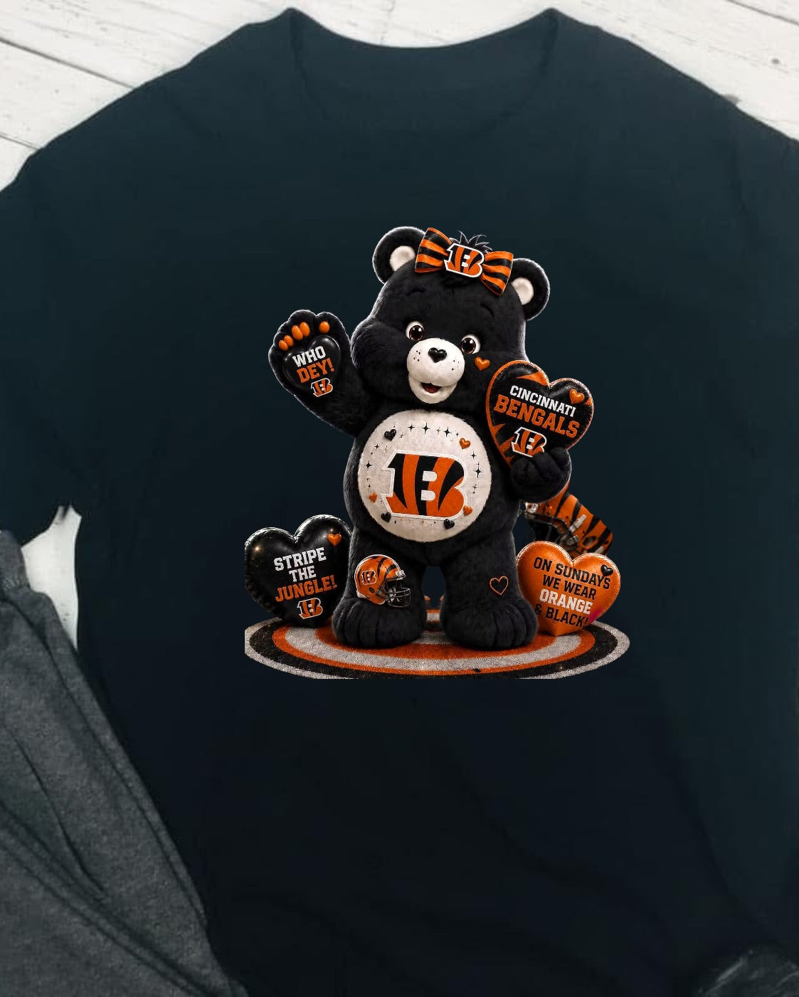 Carebear BENGALS Football DTF T-Shirt Game Ready