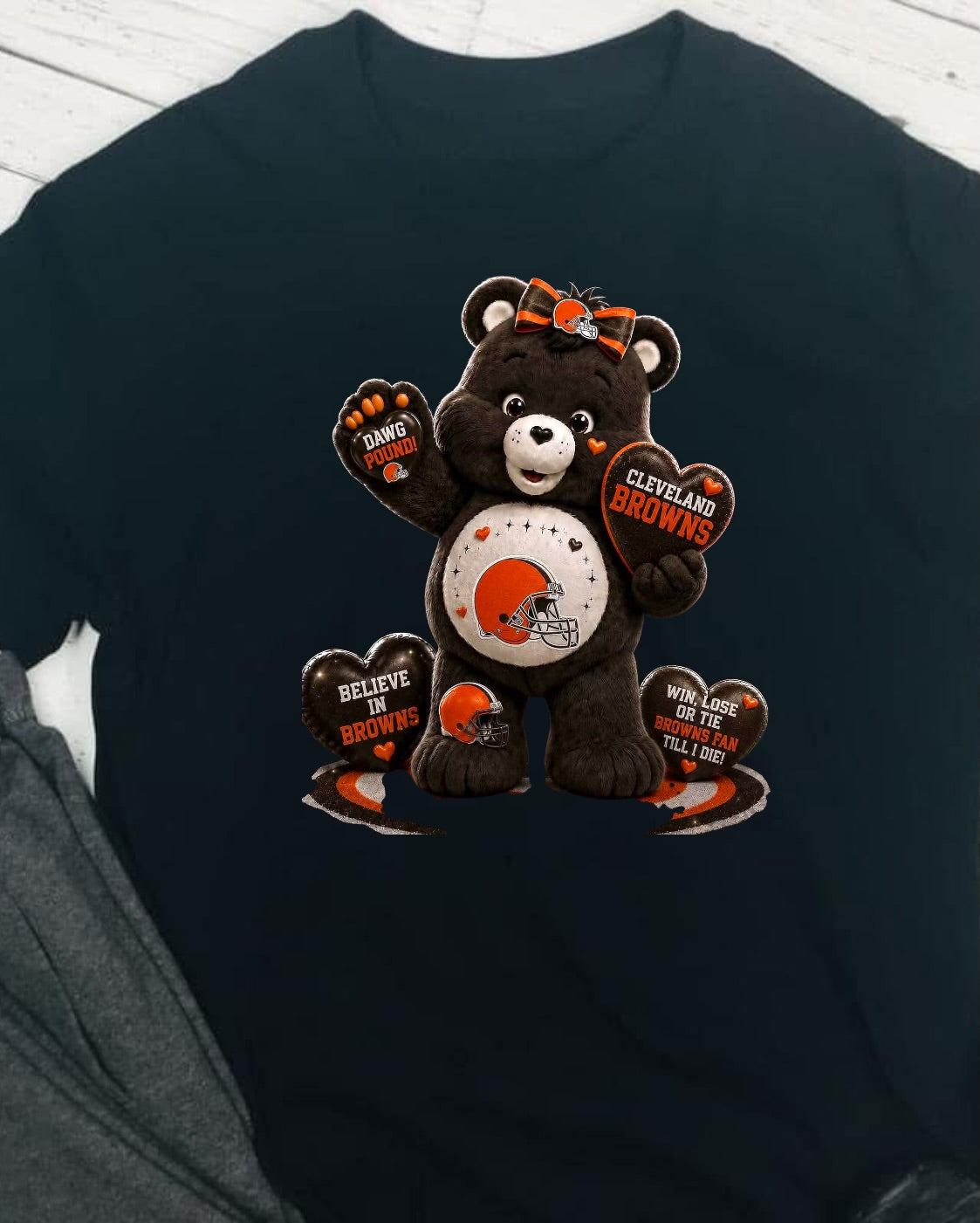 Carebear CLEVELAND BROWNS Football DTF T-Shirt Game Ready