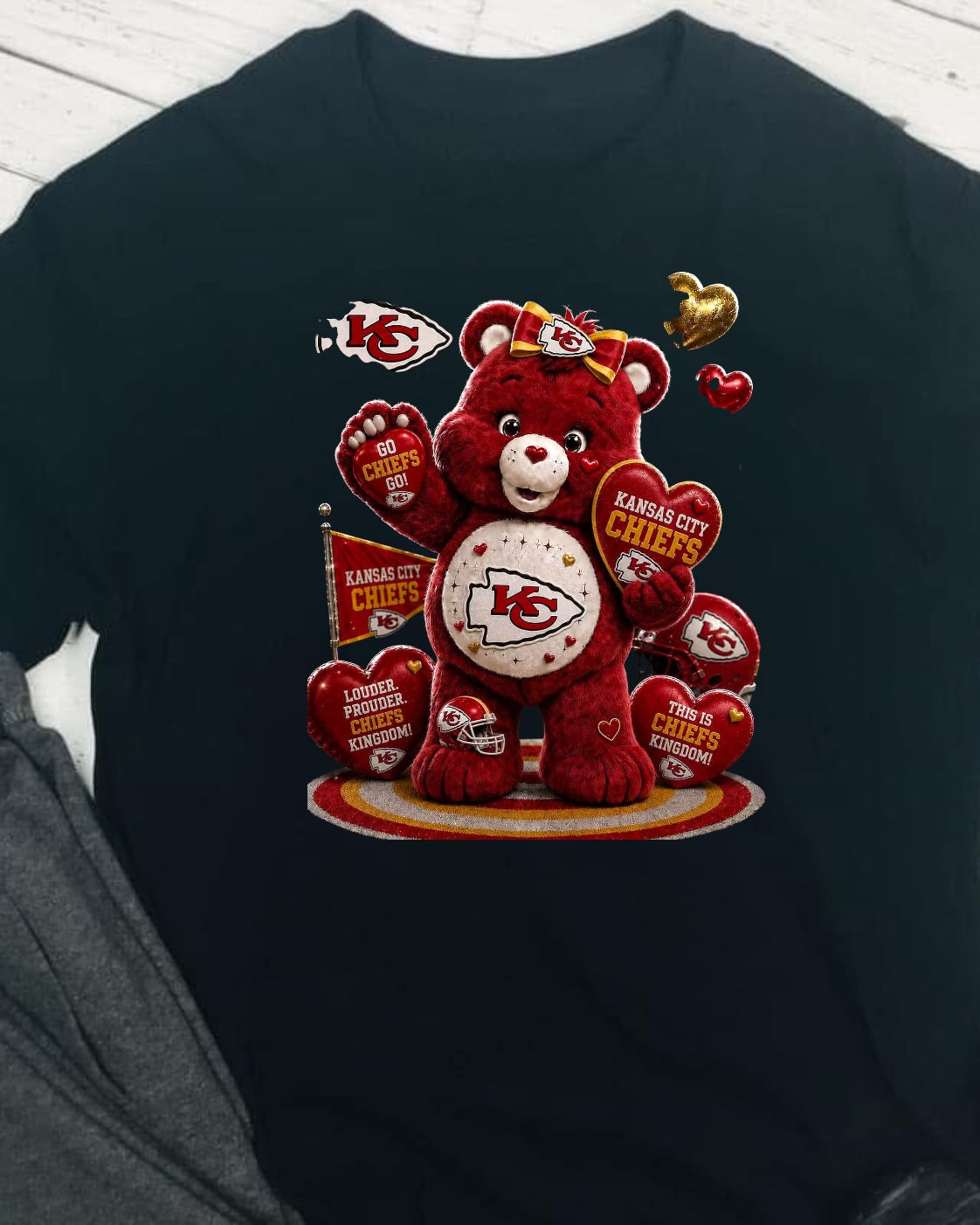 Carebear Football KANSAS CITY CHIEFS DTF T-Shirt Game Ready
