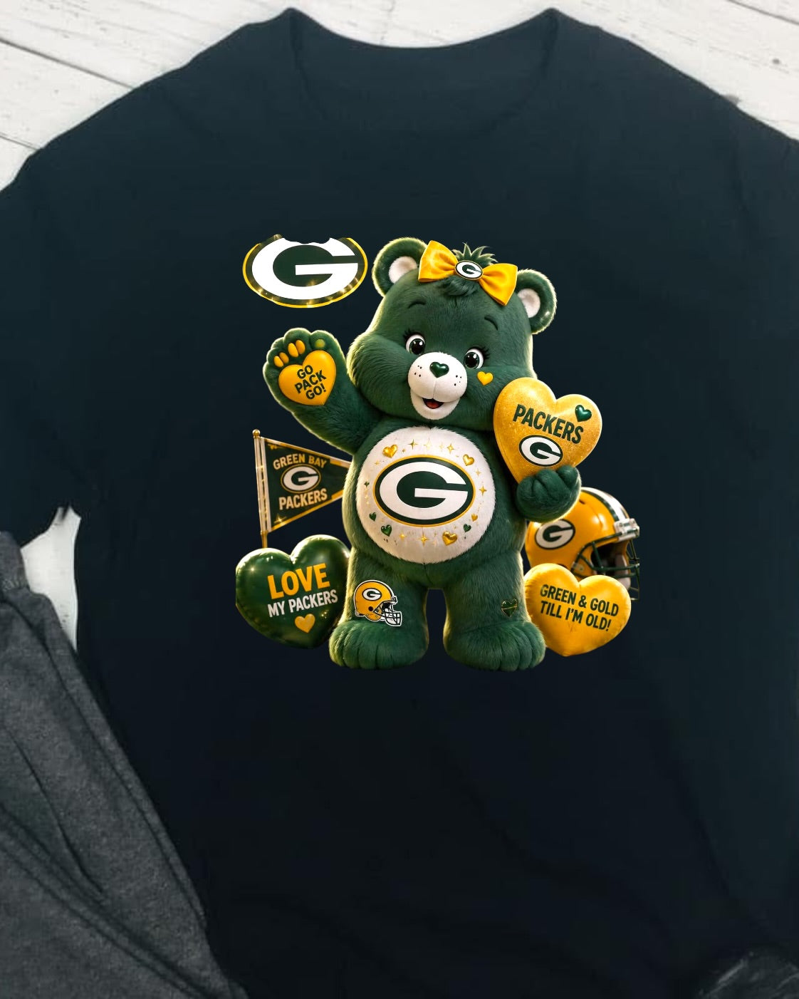 Carebear PACKERS Football DTF T-Shirt Game Ready