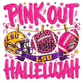 Pink Out Hallelujah Football DTF ready to press iron on transfer for clothing t-shirts and hoodies
