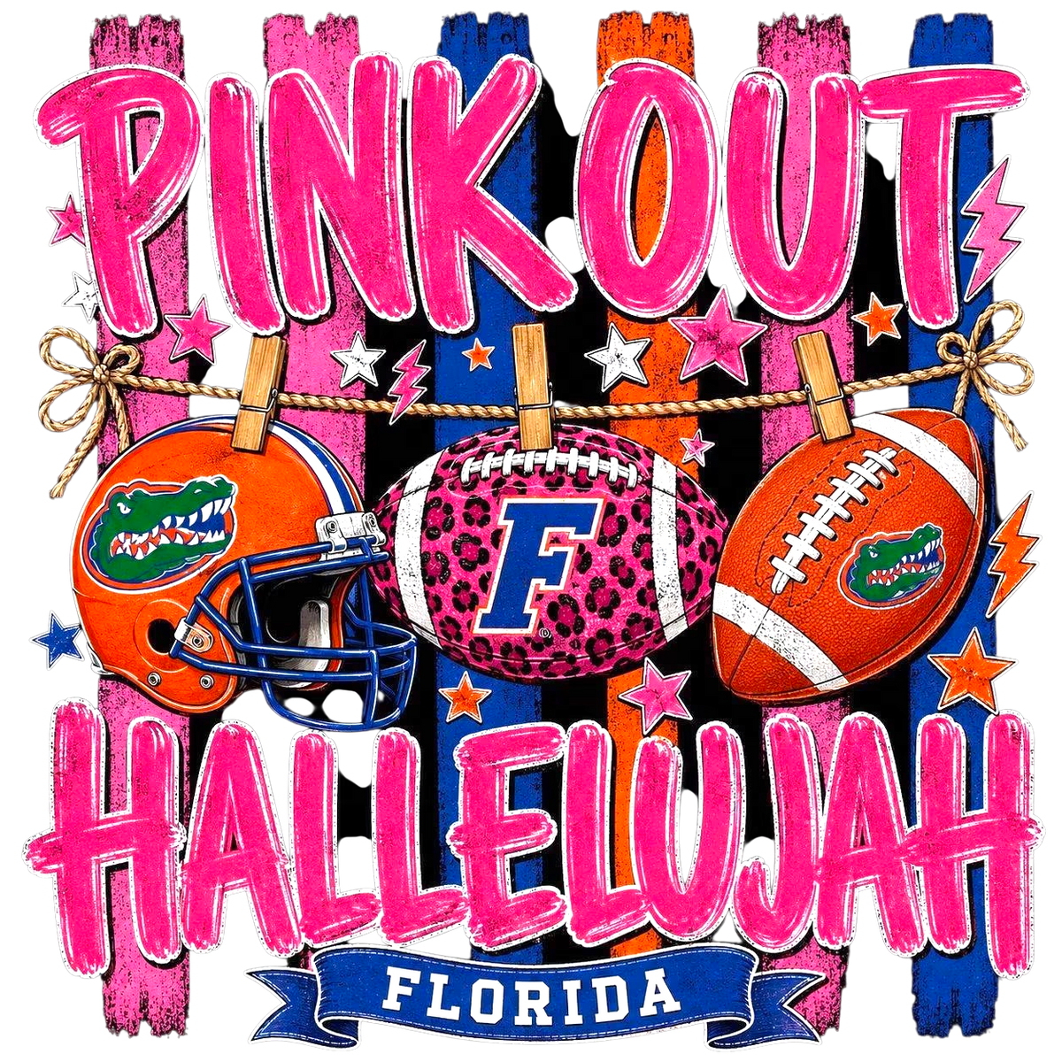 Pink Out Hallelujah Football DTF ready to press iron on transfer for clothing t-shirts and hoodies