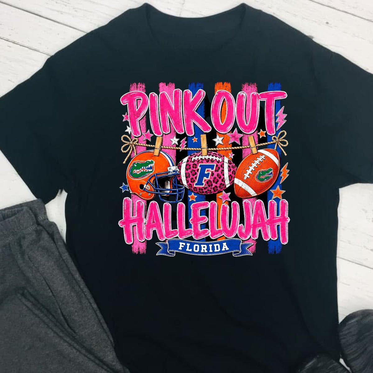 Pink Out Hallelujah Florida Gators Breast Cancer Awareness DTF T-Shirt
