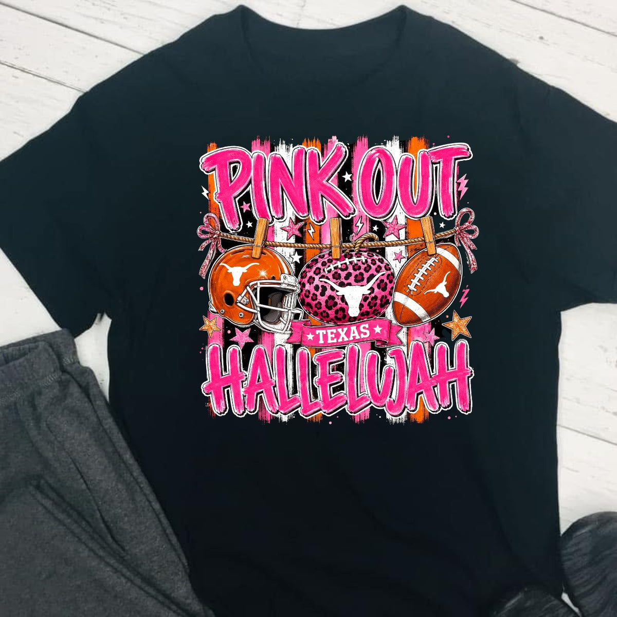 Pink Out Hallelujah Texas Breast Cancer Awareness DTF T-Shirt