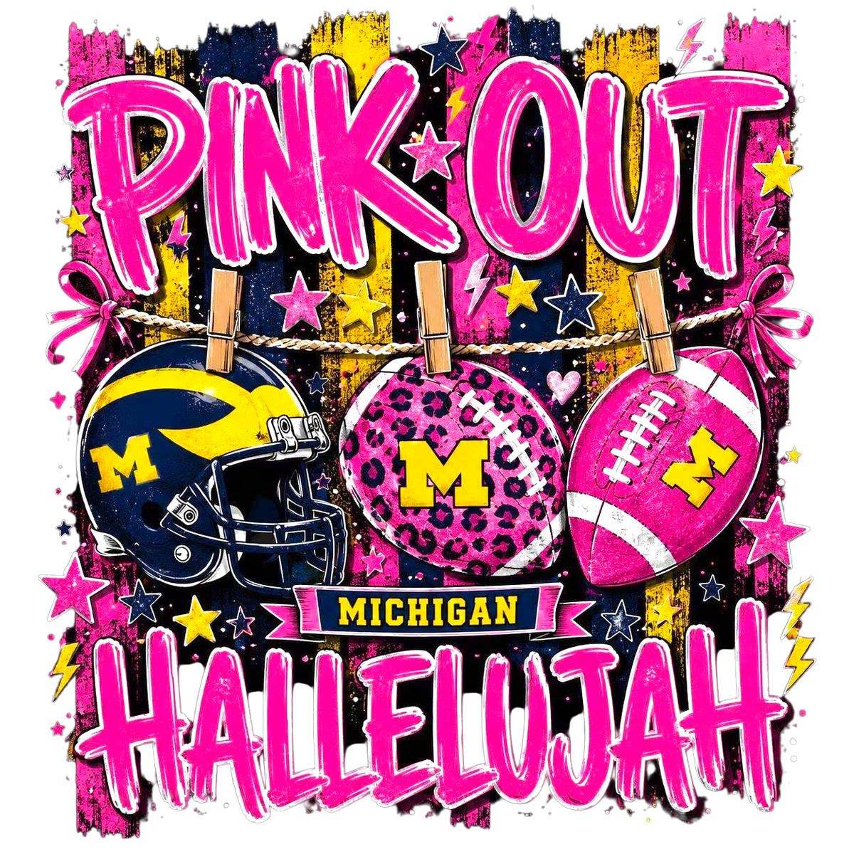 Pink Out Hallelujah Football DTF ready to press iron on transfer for clothing t-shirts and hoodies
