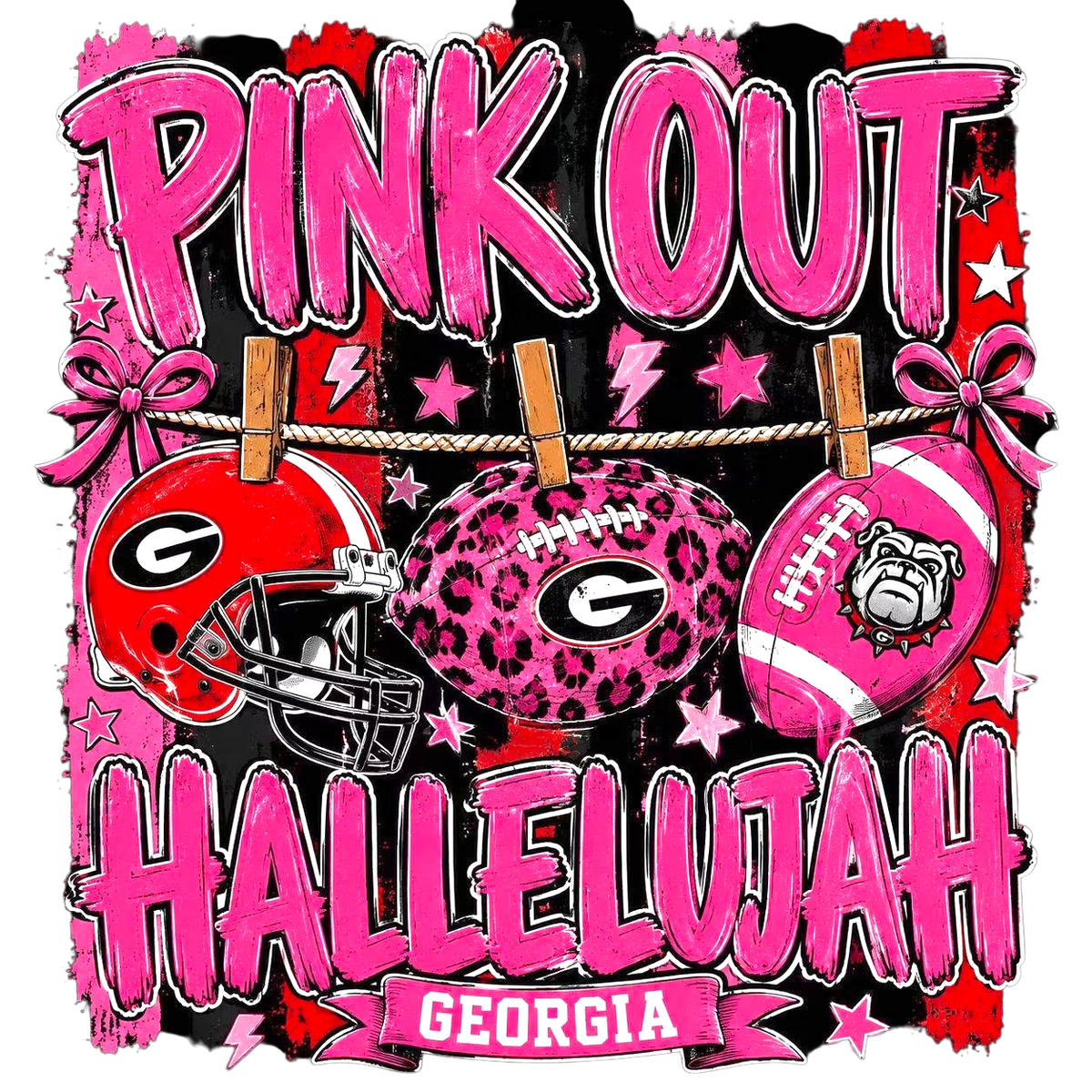 Pink Out Hallelujah Football DTF ready to press iron on transfer for clothing t-shirts and hoodies
