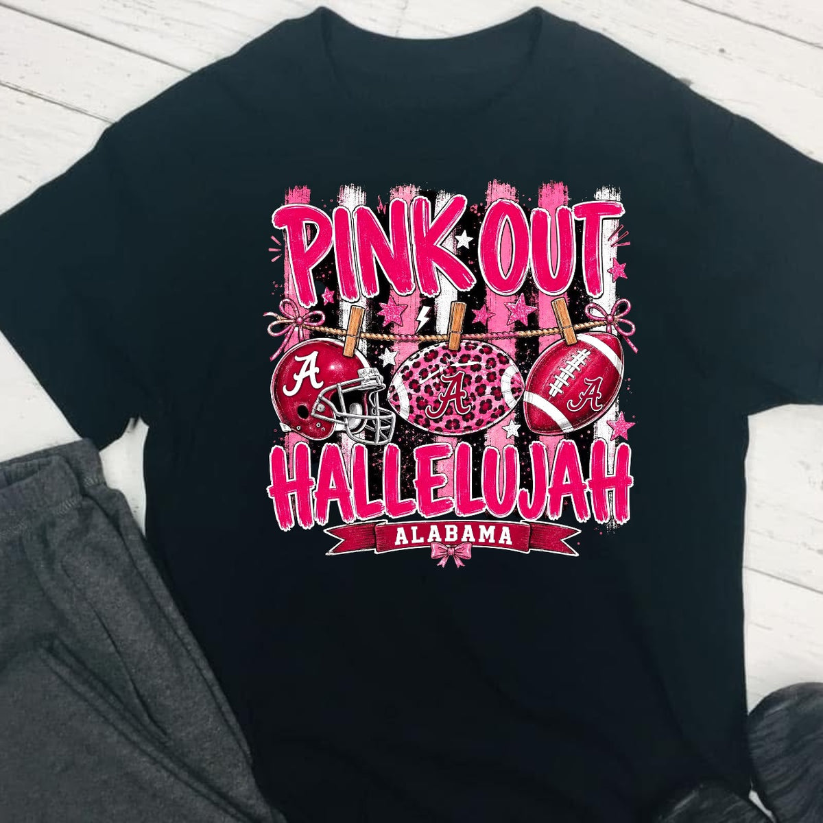 Pink Out Hallelujah Alabama Breast Cancer Awareness DTF T-Shirt