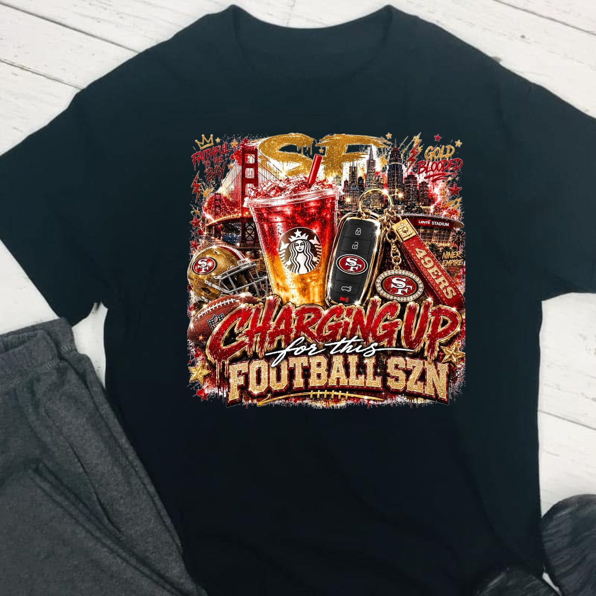 Charging up Football Szn SF 49ERS DTF T-Shirt