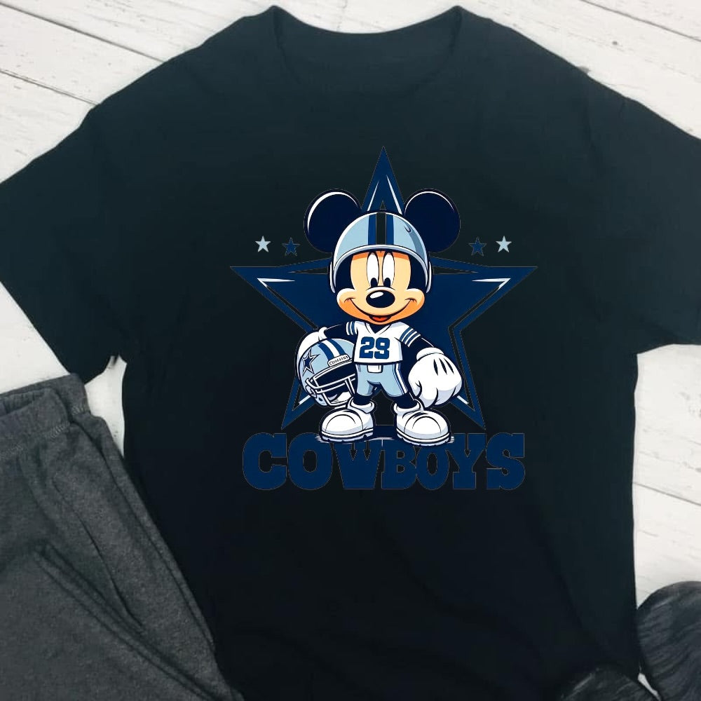 Mickey Mouse Football DALLAS COWBOYS DTF T-Shirt Light