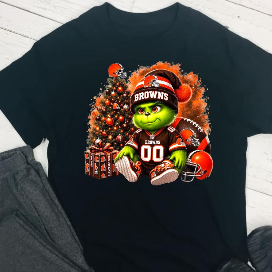 Browns Grinch Christmas Football DTF T-Shirt Game Ready