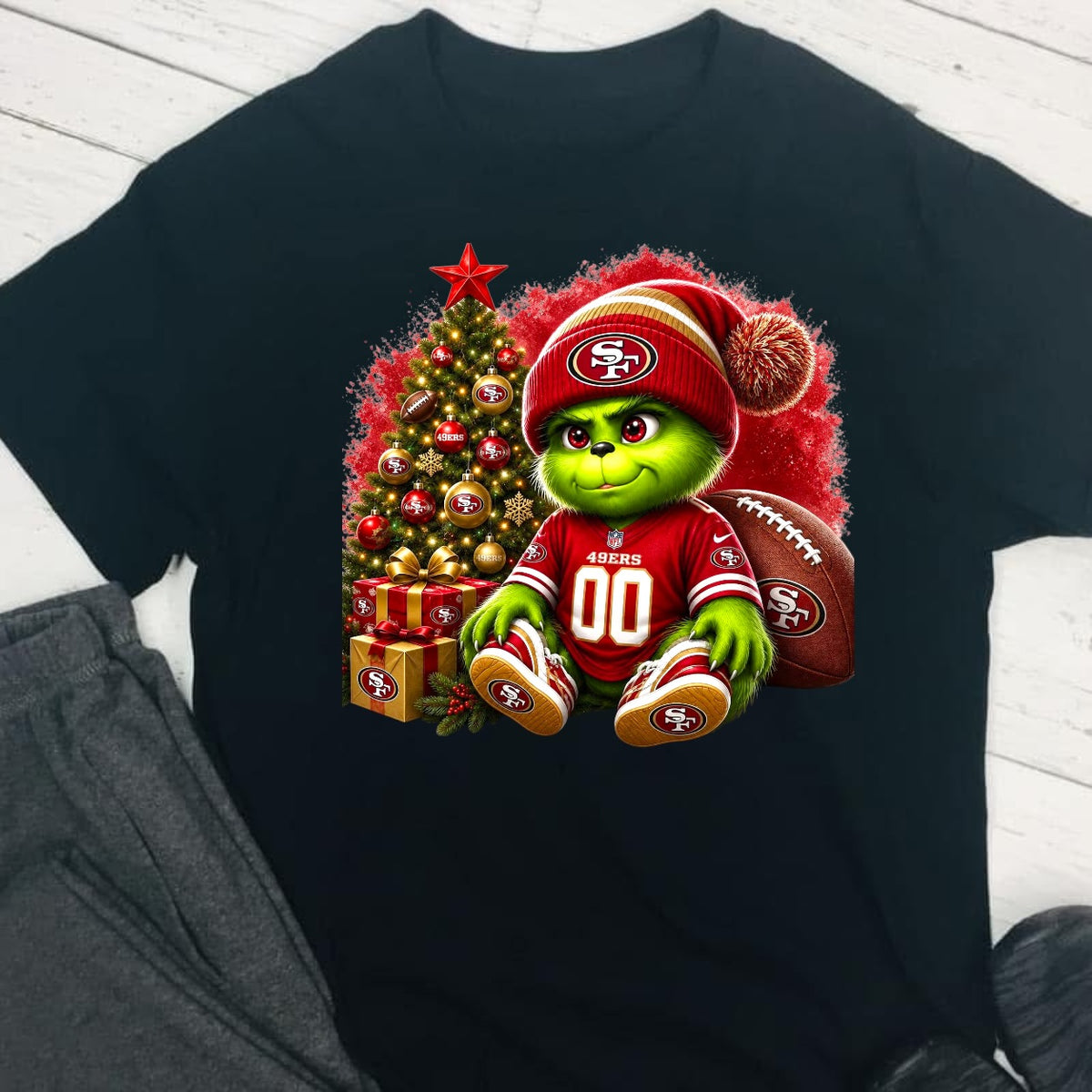 SF 49ERS Grinch Christmas Football DTF T-Shirt Game Ready