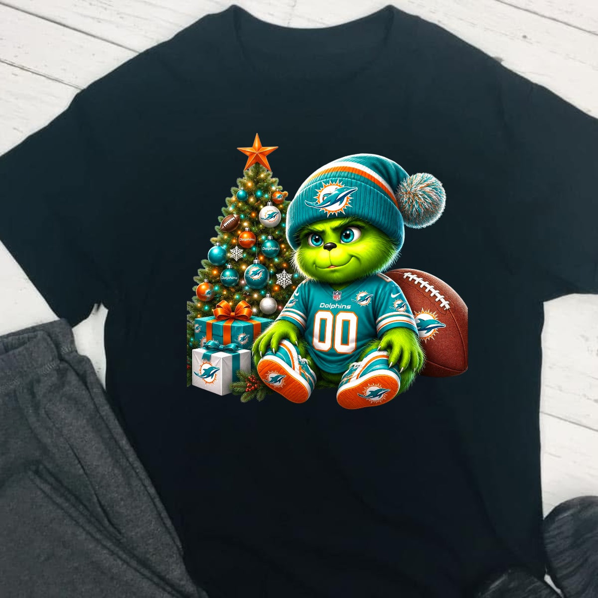DOLPHINS Grinch Christmas Football DTF T-Shirt Game Ready