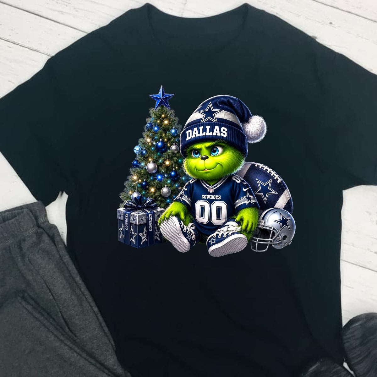 Christmas Grinch Dallas Cowboys Football DTF T-Shirt