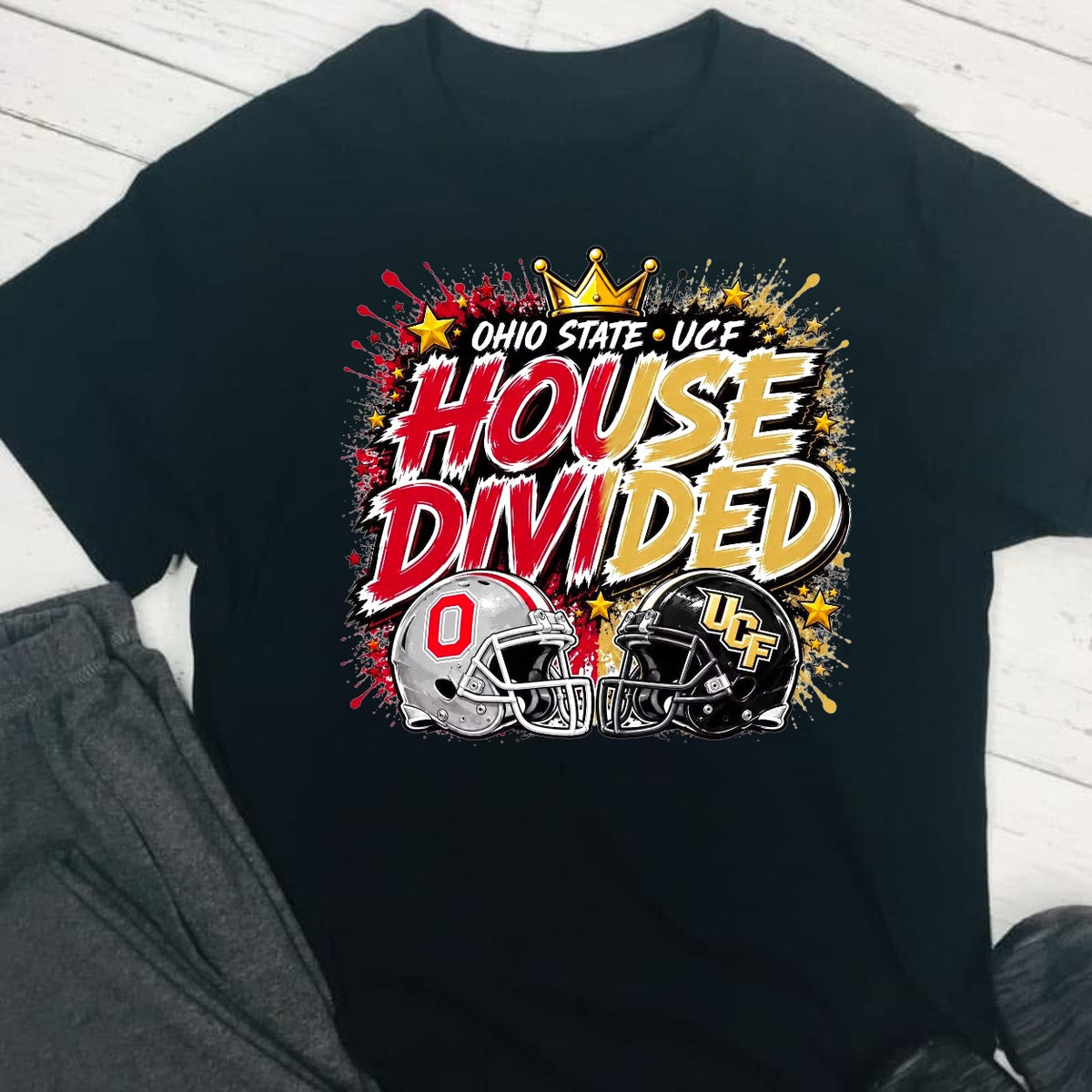 College Football House Divided DTF T-Shirt (choose team)
