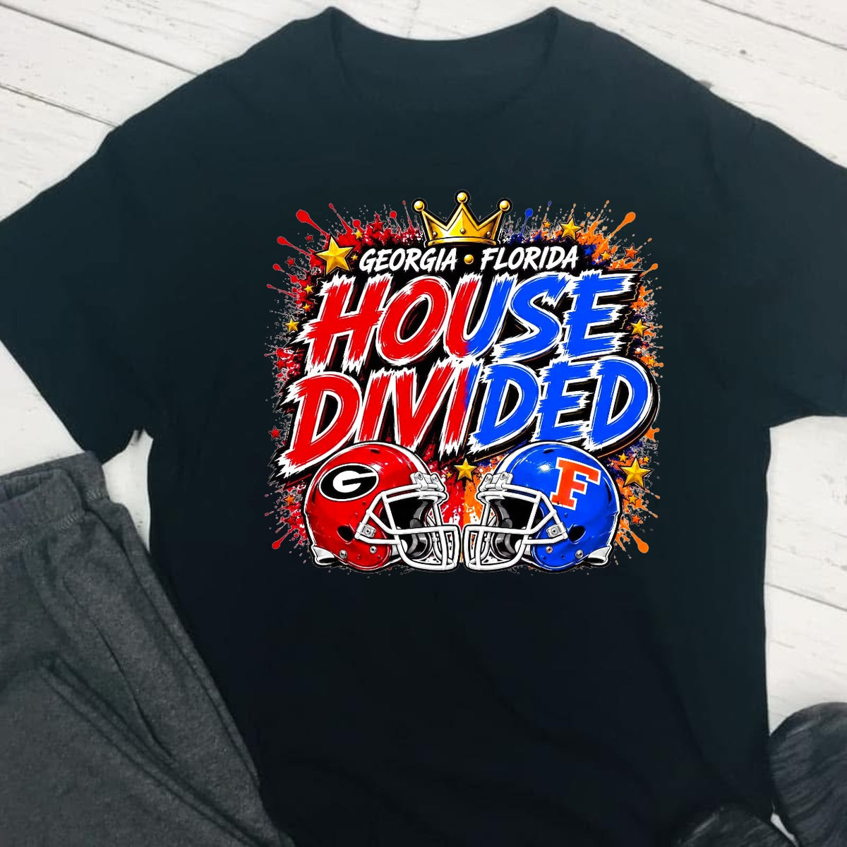 College Football House Divided DTF T-Shirt (choose team)