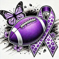 Awareness Football Ribbon DTF ready to press iron on transfer for clothing t-shirts and hoodies