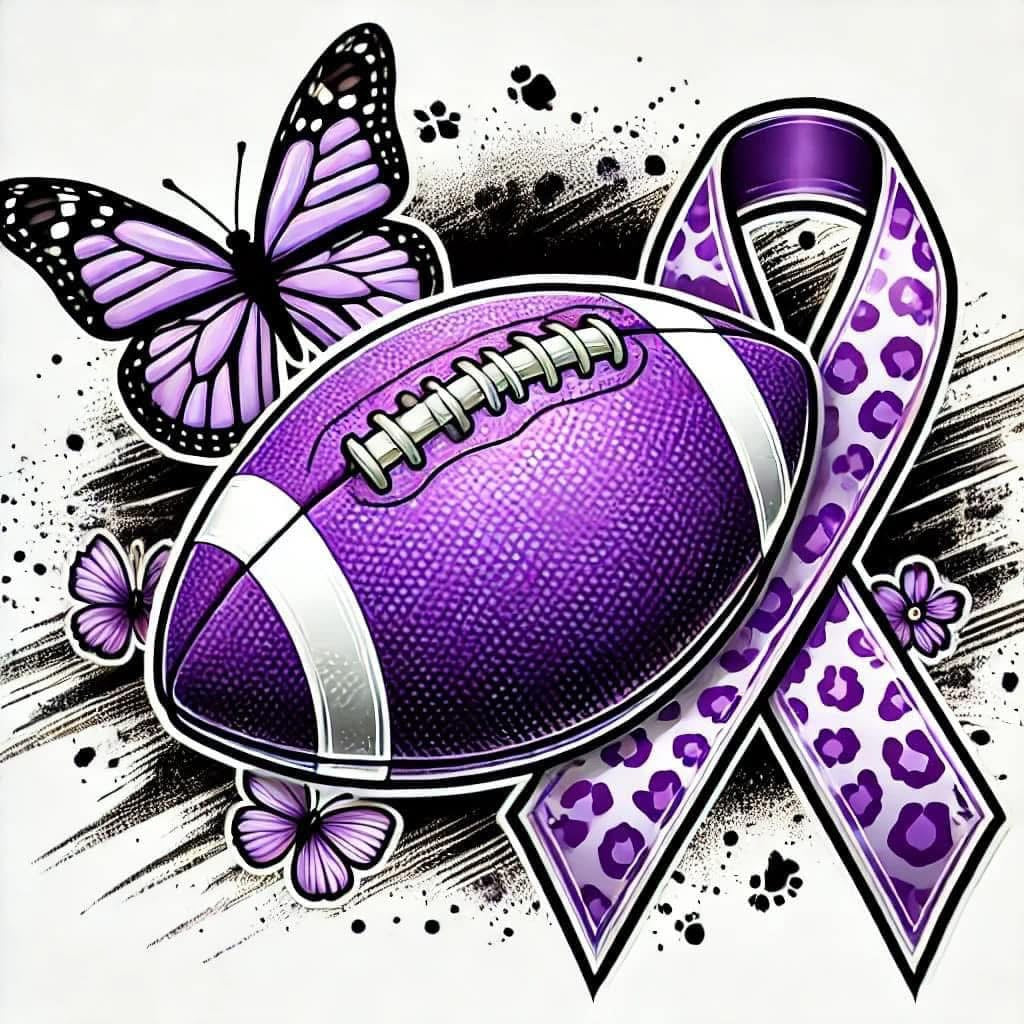 Awareness Football Ribbon DTF ready to press iron on transfer for clothing t-shirts and hoodies