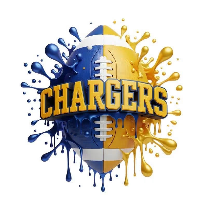 CHARGERS Football DTF ready to press iron on transfer for clothing t-shirts and hoodies