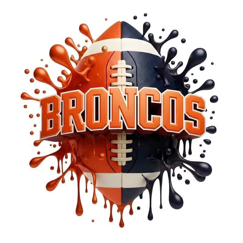 BRONCOS Football DTF ready to press iron on transfer for clothing t-shirts and hoodies