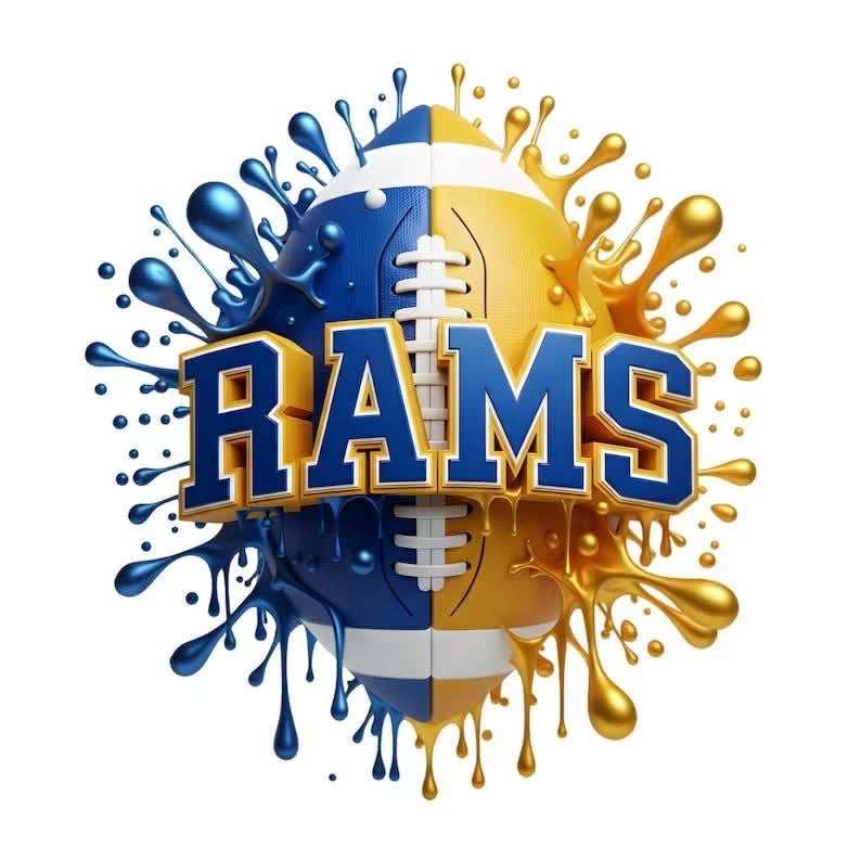 RAMS Football DTF ready to press iron on transfer for clothing t-shirts and hoodies