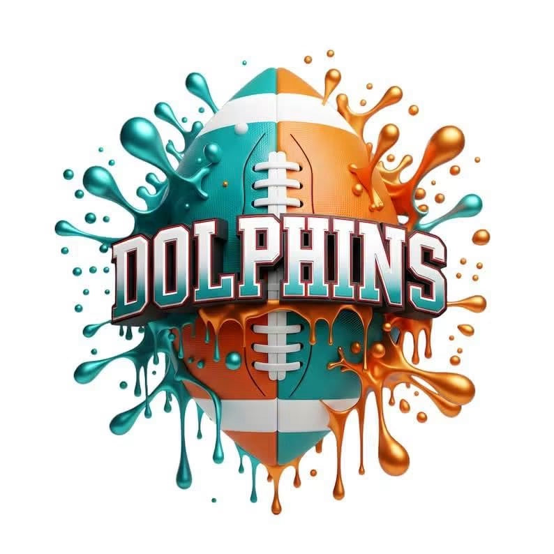 DOLPHINS Football DTF ready to press iron on transfer for clothing t-shirts and hoodies