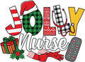 The Jolly Nurse Christmas Nurse DTF ready to press iron on transfer for clothing t-shirts and hoodies