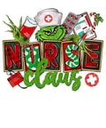 Nurse Claus Christmas Nurse DTF ready to press iron on transfer for clothing t-shirts and hoodies