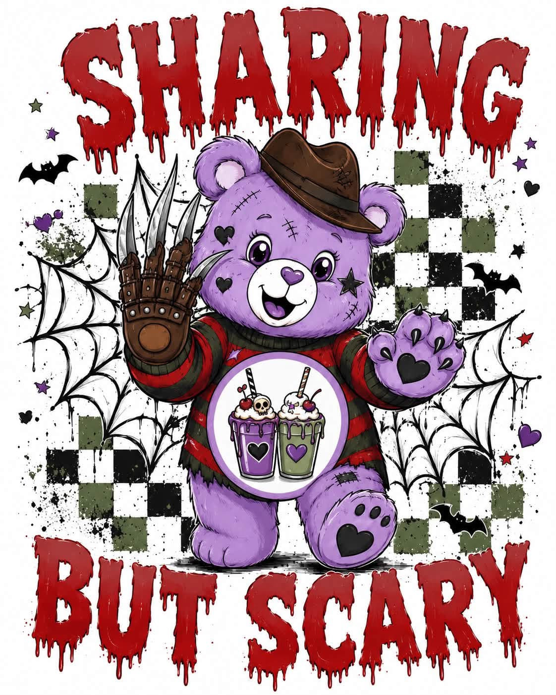 Halloween Scare Bears DTF ready to press iron on transfer for clothing t-shirts and hoodies