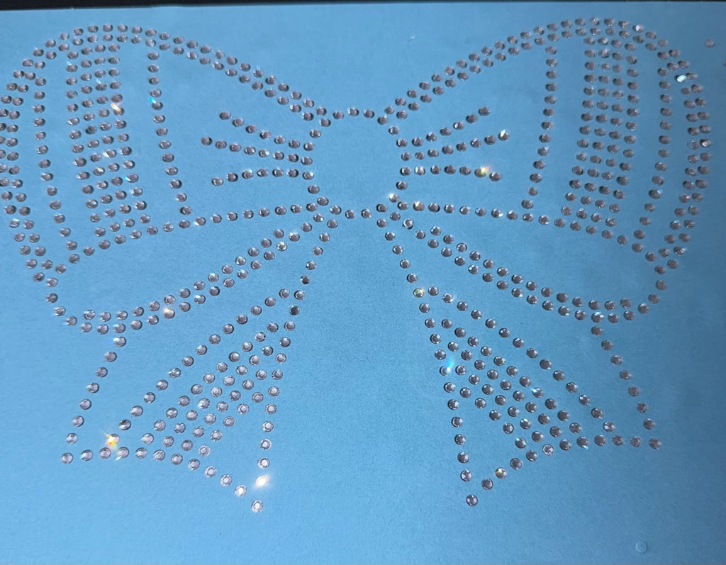 Glitter Bow Hotfix Rhinestones ready to press iron on transfer for clothing t-shirts and hoodies
