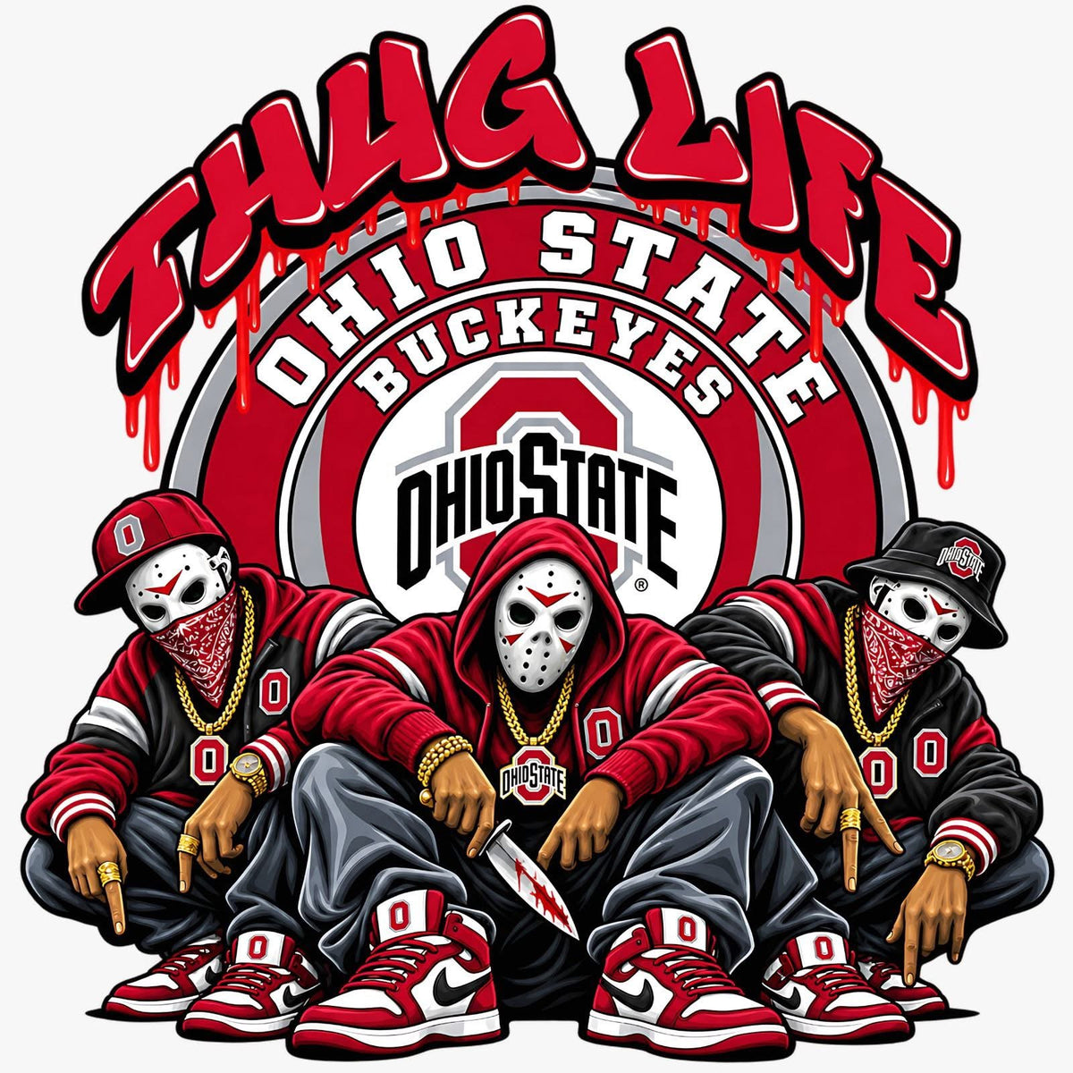 Thug Life Halloween Football DTF ready to press iron on transfer for clothing t-shirts and hoodies Breast Cancer Awareness