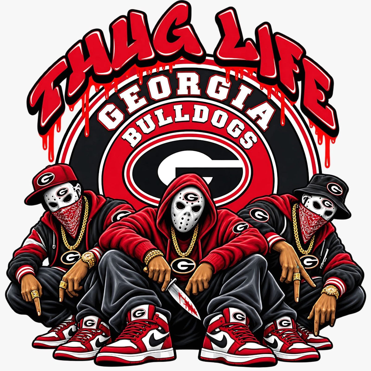 Thug Life Halloween Football DTF ready to press iron on transfer for clothing t-shirts and hoodies Breast Cancer Awareness