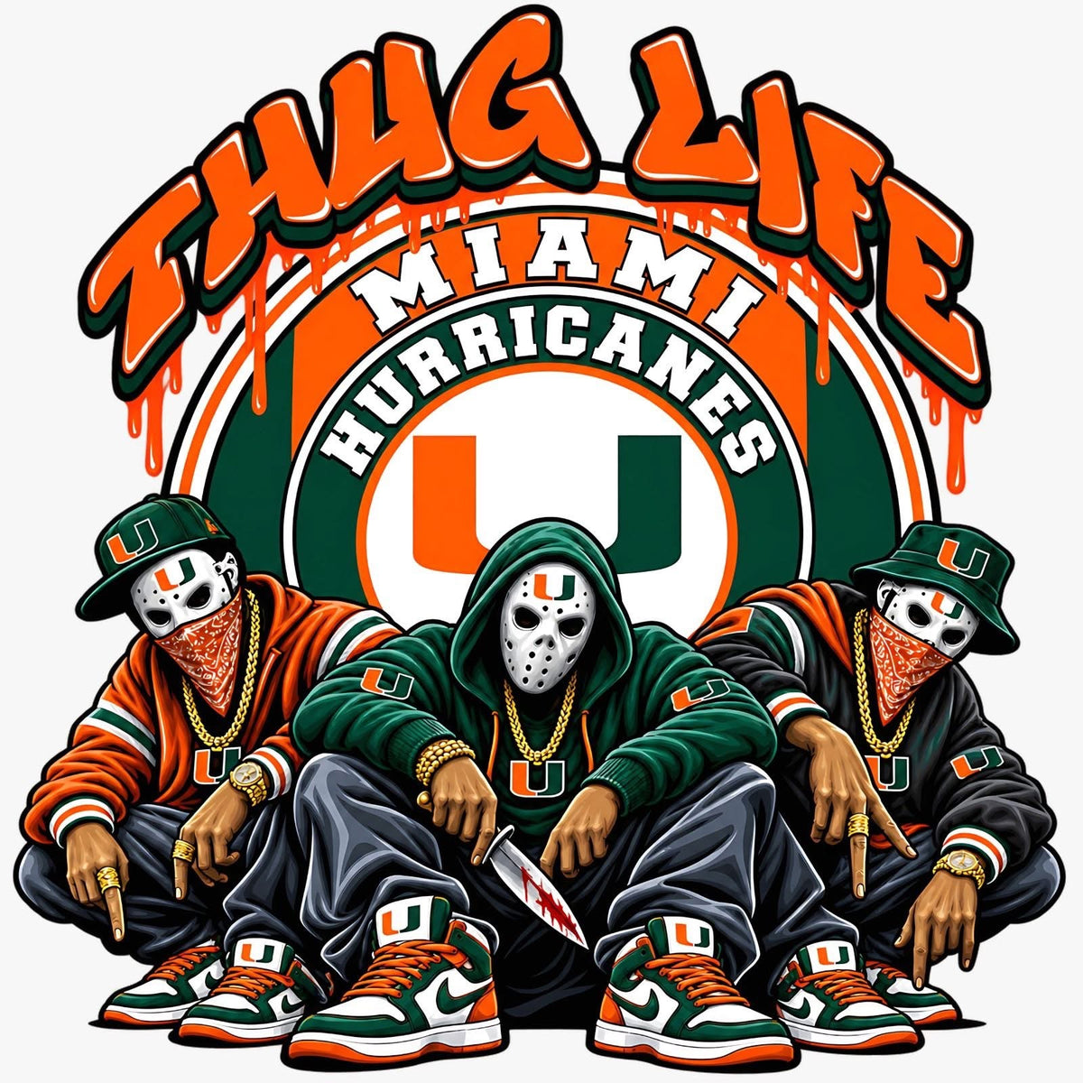 Thug Life Halloween Football DTF ready to press iron on transfer for clothing t-shirts and hoodies Breast Cancer Awareness