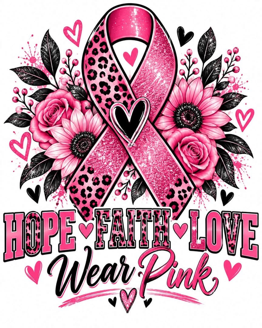 In October We Wear Pink DTF ready to press iron on transfer for clothing t-shirts and hoodies Breast Cancer Awareness