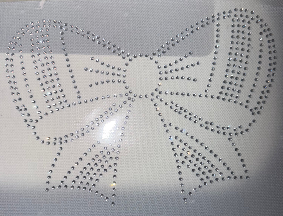 Glitter Bow Hotfix Rhinestones ready to press iron on transfer for clothing t-shirts and hoodies