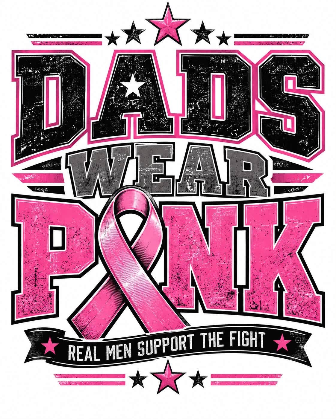 Men Wear Pink Breast Cancer Awareness DTF ready to press iron on transfer for clothing t-shirts and hoodies