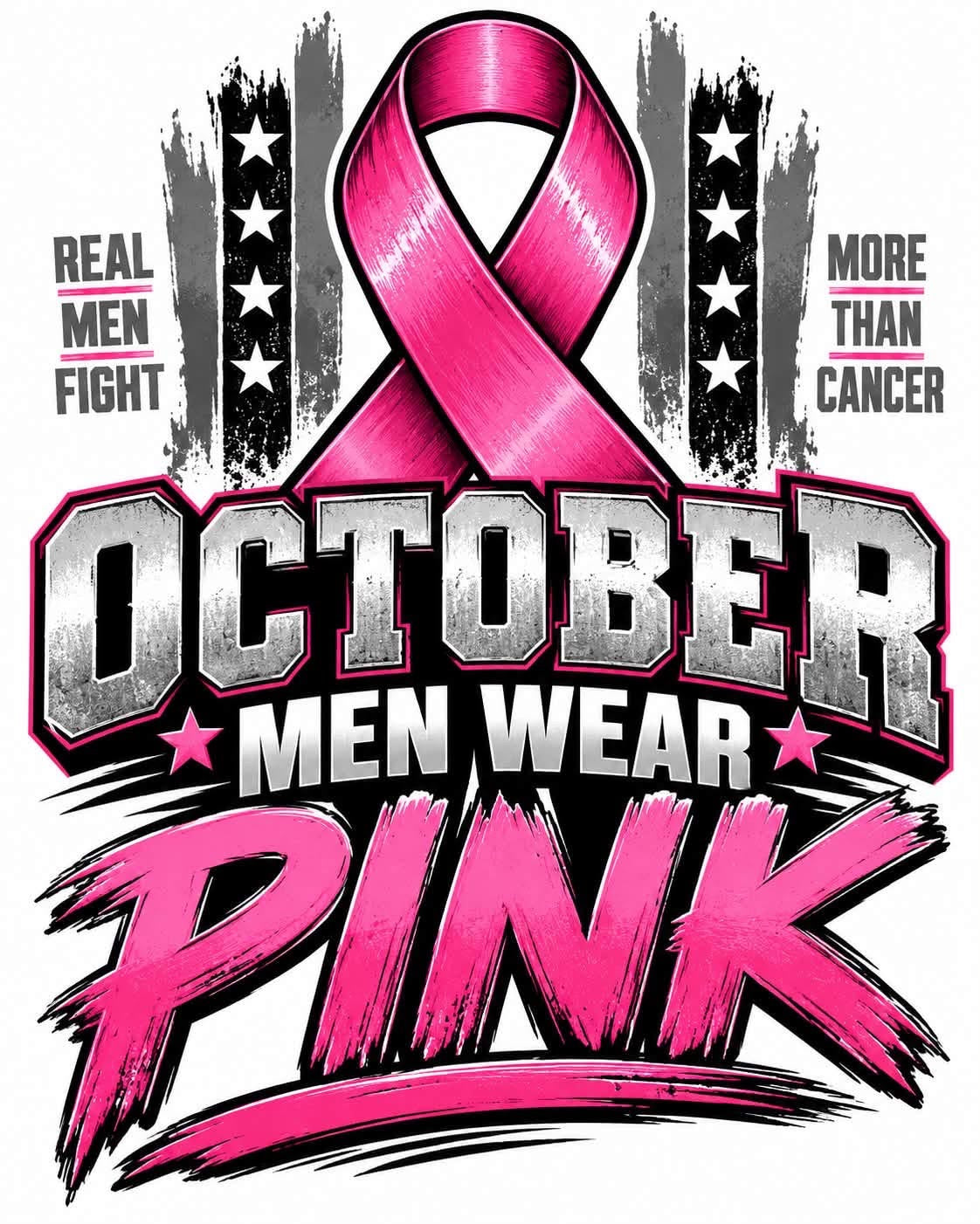Men Wear Pink Breast Cancer Awareness DTF ready to press iron on transfer for clothing t-shirts and hoodies