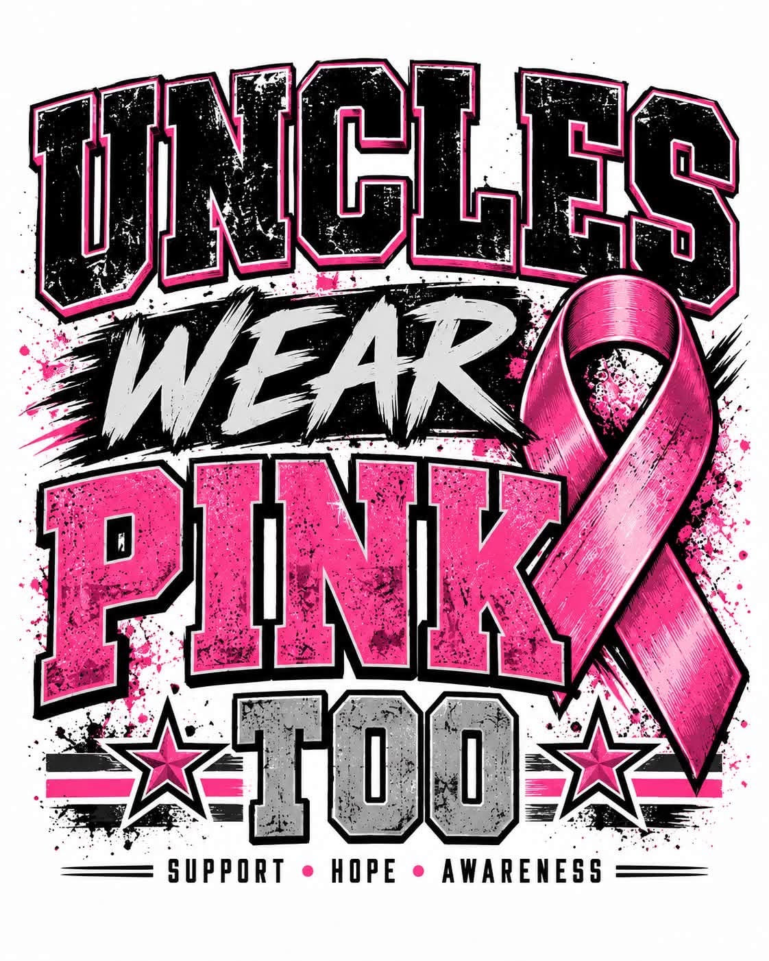 Men Wear Pink Breast Cancer Awareness DTF ready to press iron on transfer for clothing t-shirts and hoodies