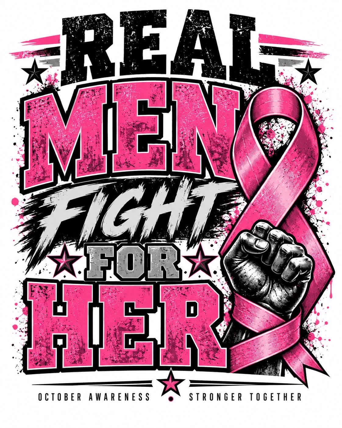 Men Wear Pink Breast Cancer Awareness DTF ready to press iron on transfer for clothing t-shirts and hoodies