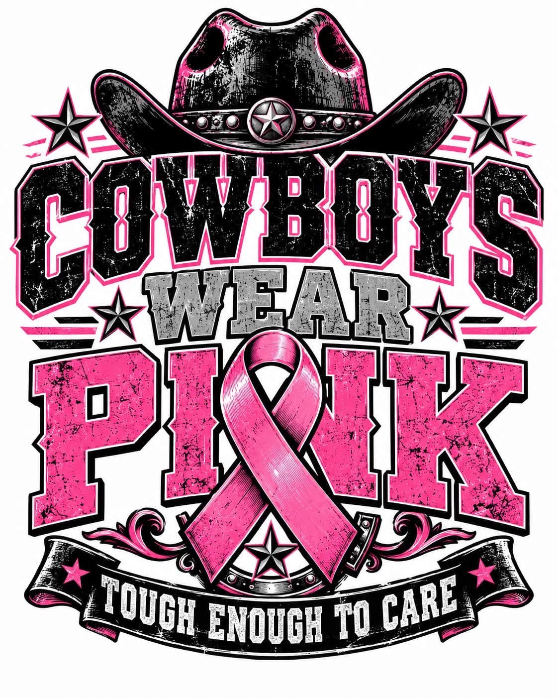 Men Wear Pink Breast Cancer Awareness DTF ready to press iron on transfer for clothing t-shirts and hoodies