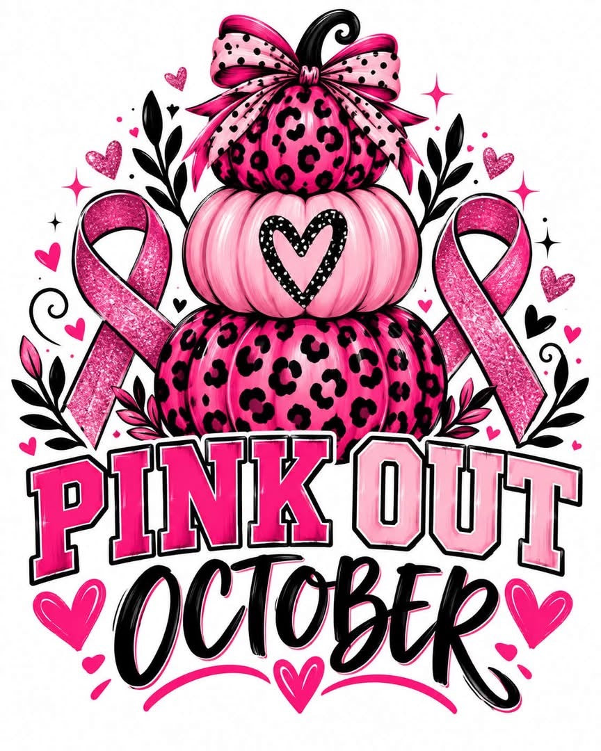 Pumpkins Pink Breast Cancer Awareness DTF ready to press iron on transfer for clothing t-shirts and hoodies