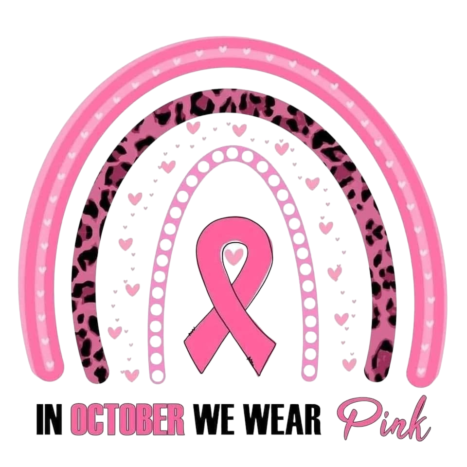 In October We Wear Pink Breast Cancer Awareness DTF ready to press iron on transfer for clothing t-shirts and hoodies