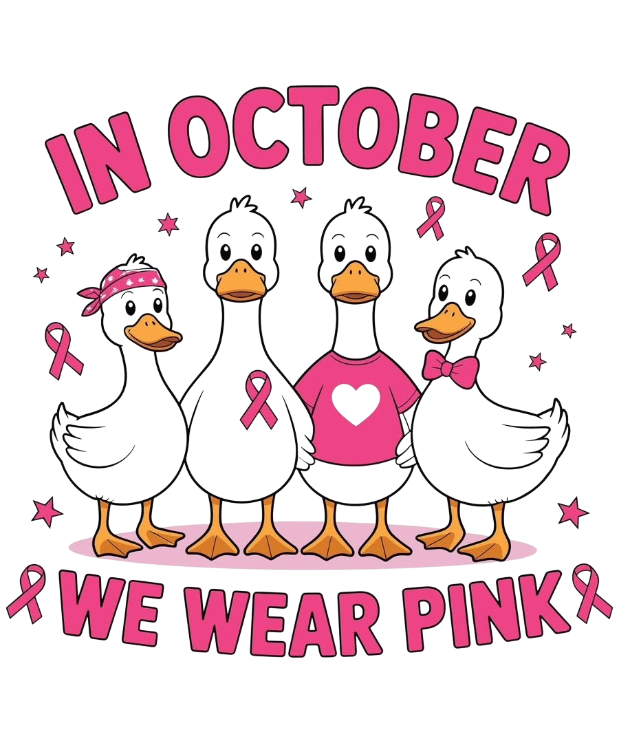 In October We Wear Pink Breast Cancer Awareness DTF ready to press iron on transfer for clothing t-shirts and hoodies