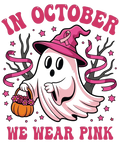 In October We Wear Pink Halloween Breast Cancer Awareness DTF ready to press iron on transfer for clothing t-shirts and hoodies