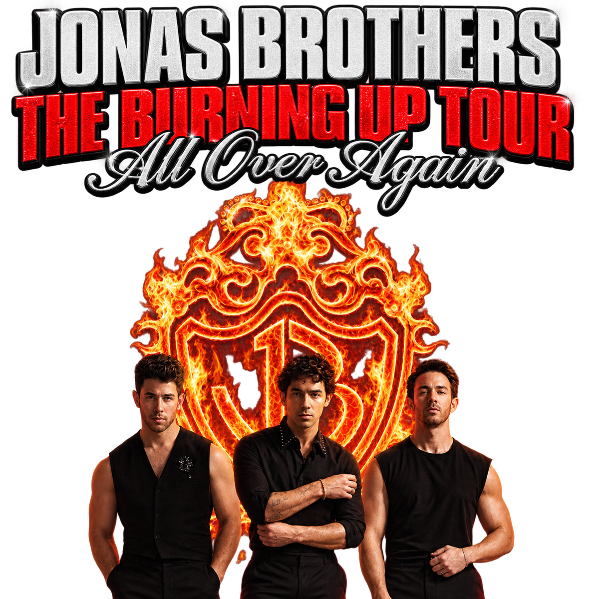 Jonas Brothers Bros The Burning Up Tour All Over Again DTF ready to press iron on transfer for clothing concert ready