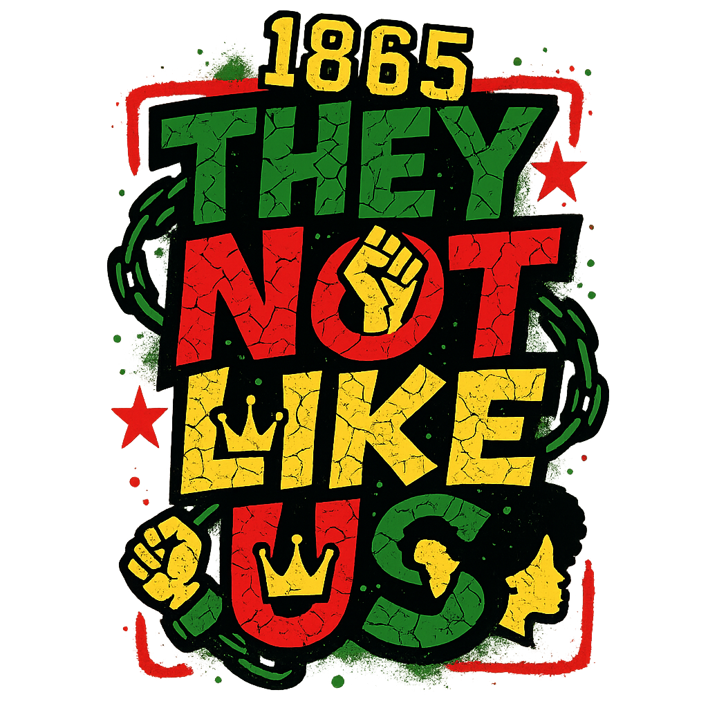 Juneteenth They Not Like Us 1865 DTF ready to press iron on transfer for clothing t-shirts and hoodies