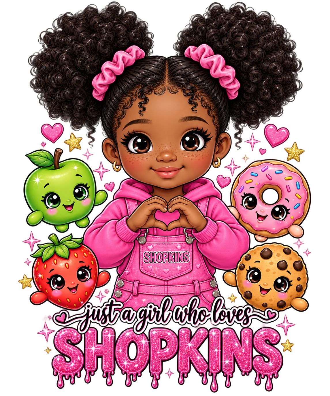 Shopkins Just A Girl DTF ready to press iron on transfer for clothing t-shirts and hoodies