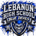 Lebanon High School Blue Devils Shiny DTF ready to press iron on transfer for clothing t-shirts and hoodies