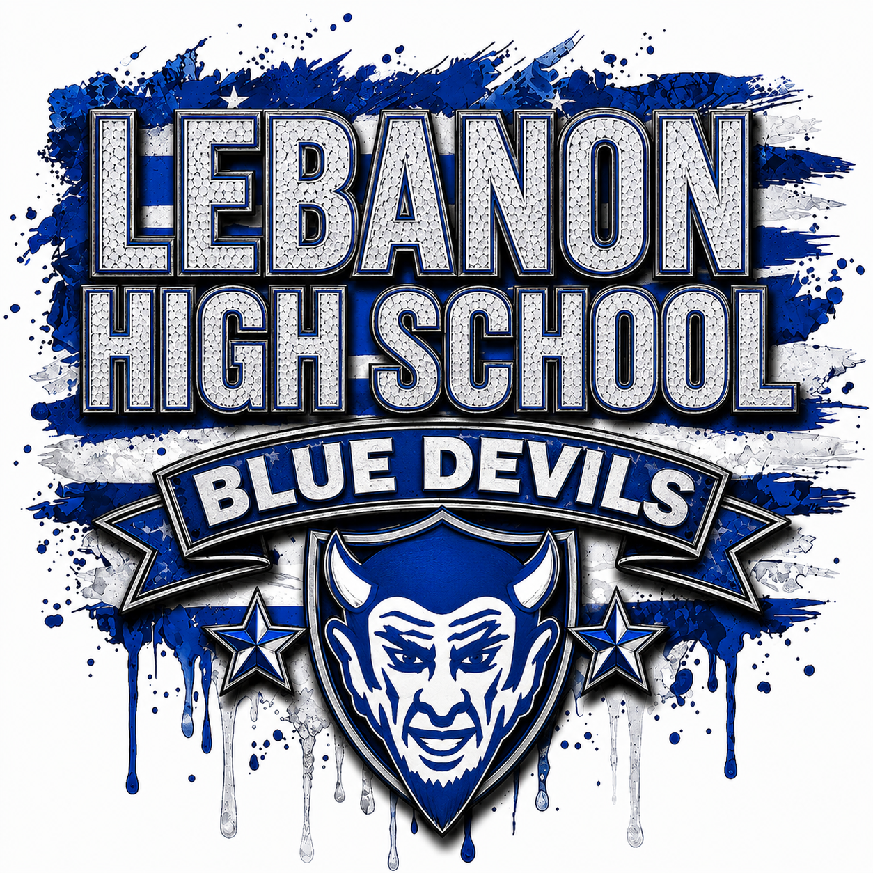 Lebanon High School Blue Devils DTF ready to press iron on transfer for clothing t-shirts and hoodies